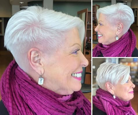 25 Asymmetrical Haircuts for Women Over 60 with Sassy Personalities Short Grey Hair Over 50 Modern Haircuts, Undercut Pixie Edgy Over 50, Pixie Undercut Hairstyles, Asymmetrical Pixie Edgy, Edgy Pixie Haircuts Undercut, Asymetrical Haircut, Short Asymmetrical Haircut, Asymmetrical Haircuts, Asymmetrical Hair