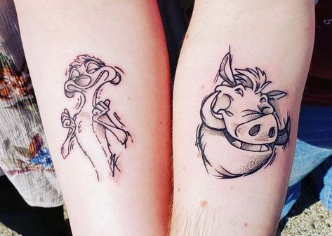 Matching Disney Tattoos, Deep Meaningful Tattoos, Disney Couple Tattoos, Disney Inspired Tattoos, Couple Disney, Infinity Couple Tattoos, Partner Tattoos, Maching Tattoos, Matching Friend Tattoos