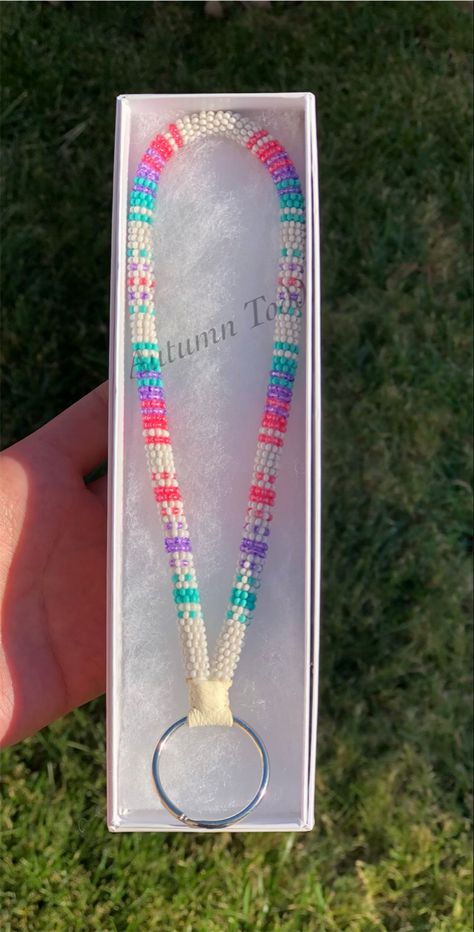 Seed Bead Lanyard Patterns, Beaded Keychains Native American, Beaded Lanyard Patterns, Beaded Lanyards Native American, Native Bead Work, Lanyard Patterns, Beaded Keychains Patterns, Indigenous Beading, Lanyard Ideas