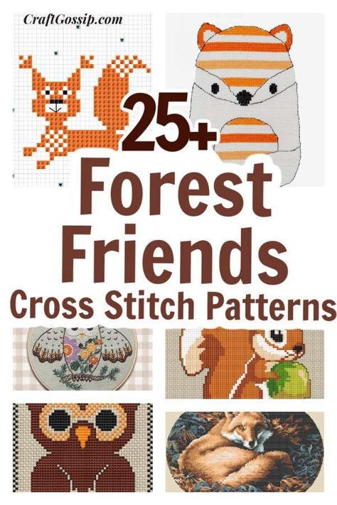 Whether you are looking for forest friend patterns or woodlands patterns we have you covered with this Cross stitch roundup of over 25 patterns.  Forest or woodland-themed decor is perfect for nurseries or even the man cave.  I have … Read More... Squirrel Cross Stitch Pattern Free, Woodland Animals Cross Stitch Patterns, Nature Cross Stitch Patterns Free, Cross Stitch Patterns Free Printable Charts, Forest Friends Quilt, Friends Cross Stitch, Counted Cross Stitch Patterns Free, Free Cross Stitch Designs, Owl Cross Stitch