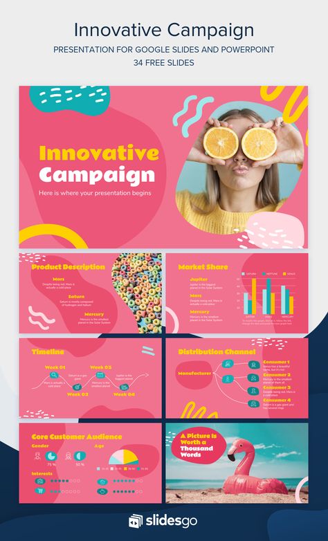 Presentation Design Colorful, Colorful Presentation Design, Campaign Presentation Design, Innovation Design Creativity, Slide Design Ideas, Campaign Presentation, Creative Presentation Design, Cool Presentation, Marketing Campaign Design