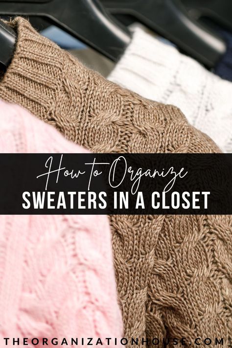 How To Store Chunky Sweaters, Closet Organization Ideas Sweaters, Sweaters In Closet Organizing, Organizing Sweaters In Closet Shelves, Closet Organization Sweaters, Cardigan Organization Ideas, How To Organize Sweatshirts In Closet, Storing Sweaters In Closet, Best Way To Store Sweaters In Closet