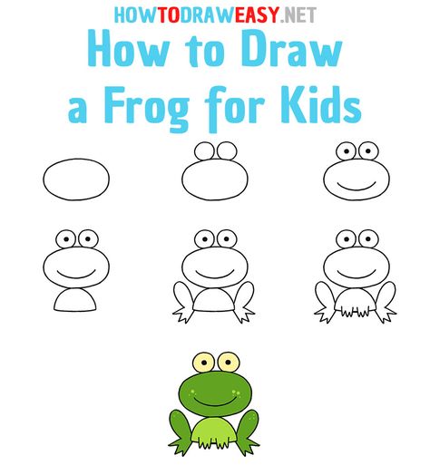 How to Draw a Frog Step by Step #FrogDrawing #Frog #EasyDrawingFrog #HowtoDrawaFrog #CuteFrodDrawing #CartoonFrogDrawing #EasyDrawingTutorial #StepbyStepFrogDrawing #FrogDrawingforKids #DrawingsforKinderGarten #SimpleDrawing #StepbyStepTutorials Frogs For Kids, Draw A Frog, Elementary Drawing, Snake Drawing, Drawing Lessons For Kids, Frog Drawing, Drawing Tutorials For Kids, Easy Drawings For Kids, Easy Doodles Drawings