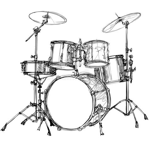 Drum kit. Vector illustration of a drum kit #Sponsored , #AFFILIATE, #AD, #kit, #illustration, #Vector, #Drum Drum Drawing, Drum Tattoo, Drums Art, Music Drawings, Drawing Examples, Art Tools Drawing, Drum Kit, Art Gallery Wallpaper, Graphic Wallpaper