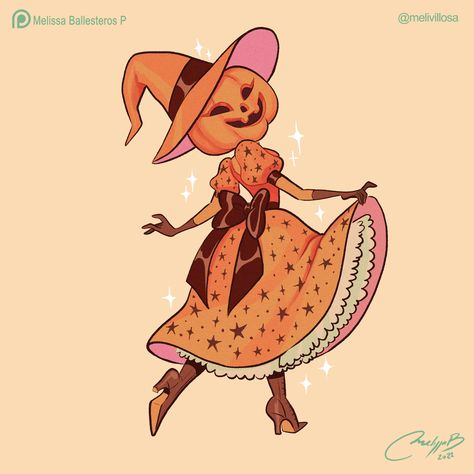 Cartoon Pinup, Head Pumpkin, Witch Drawing, Pumpkin Drawing, Catty Noir, Posca Art, Pumpkin Art, Halloween Tattoos, Pumpkin Head