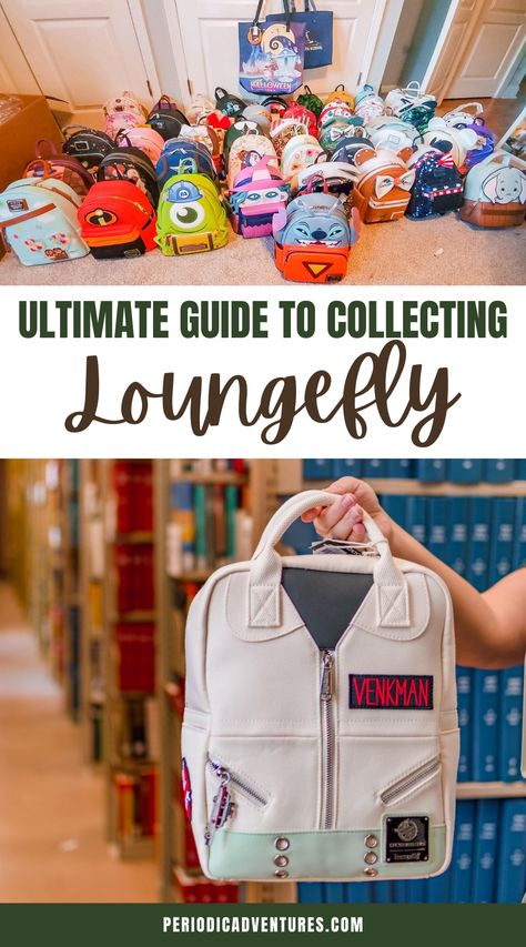 Disney Parks Loungefly Backpack, Disney Backpack Outfit, Rare Loungefly Bags, Loungefly Disney Backpack Collection, Loungefly Backpack Storage, Loungefly Bag Storage, Display Loungefly Backpacks, Mini Backpack Storage Ideas, Lounge Fly Backpack Display