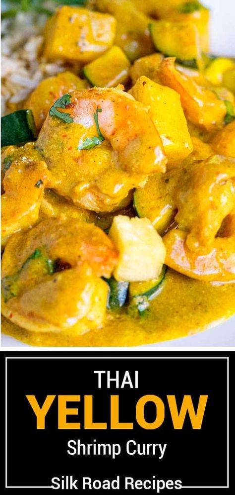 Shrimp Curry is spicy, saucy, and satisfying. Served with a fruity yet spicy coconut curry sauce, it takes less than an hour to prepare. Shrimp Yellow Curry, Curry Shrimp Jamaican, Yellow Curry Sauce, Spicy Coconut Curry, Creamy Coconut Shrimp, Shrimp Curry Recipe, Coconut Shrimp Curry, Yellow Curry Recipe, Coconut Curry Shrimp