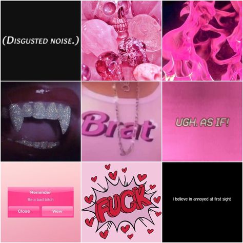 Spooky Black Aesthetic, Succubus Aesthetic Pink, Sugar Mommy Aesthetic, Bratty Aesthetic, Brats Aesthetic, Sugarbaby Aesthetic, Pink Succubus, Spoiled Brat Aesthetic, Brat Tamer Aesthetic