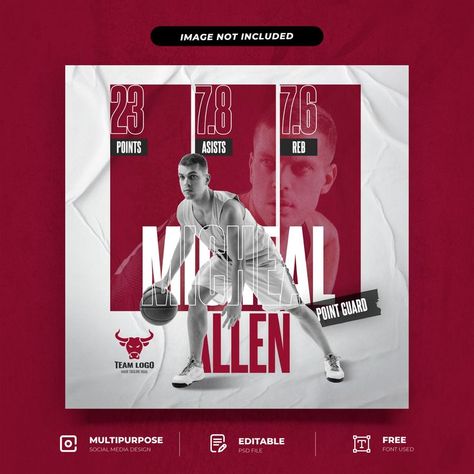 Basketball player flyers instagram posts template Basketball Social Media Design, Sports Social Media Post, Basketball Advertising, Sports Social Media Design, Basketball Social Media, Instagram Posts Template, Social Media Advertising Design, Sports Design Inspiration, Social Media Post Template