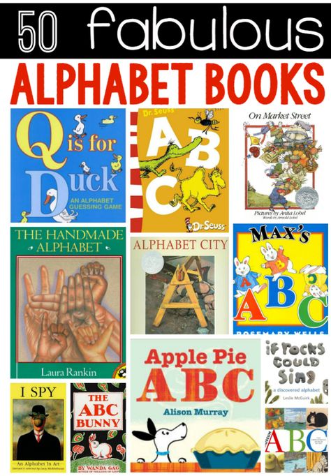 50 favorite alphabet books for kids. Motivating way to teach kids the ABCs. Prek Books, Simple Alphabet, The Measured Mom, Measured Mom, Alphabet Books, Alphabet City, Kindergarten Books, Early Childhood Classrooms, Read Alouds