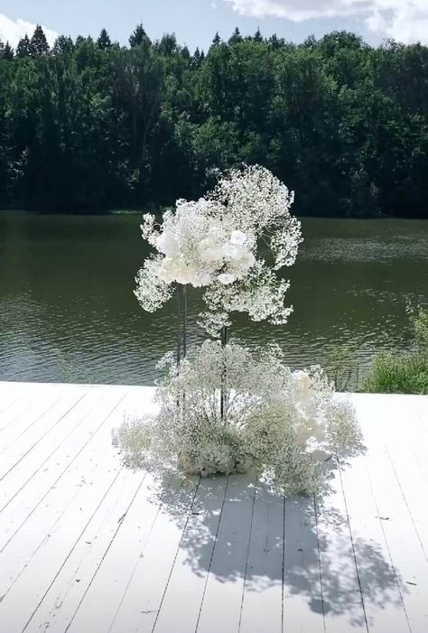 Wedding Decorations Gypsophila, Gypsophila Wedding Decoration, Montenegro Wedding, Gypsophila Wedding, Gypsophila Flower, White Wedding Ceremony, Wedding Script, Nye Wedding, Ocean Wedding