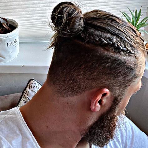 Men Long Hair On Top Short Sides, Mens Viking Haircut, Viking Braids For Men Short Hair, Viking Haircut Men Long, Viking Braids Undercut, Men’s Dutch Braids, Men Long Hair Sidecut, Male Viking Braids Short Hair, Viking Hair With Undercut