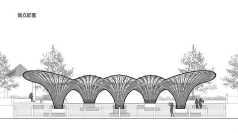 Gallery of Huanglong Waterfront Bamboo Pavilion / Atelier cnS + School of Architecture, South China University of Technology - 18 Pavilion Architecture Public Spaces, Bamboo Pavilion, China University, Waterfront Architecture, Landscape Architecture Plan, Urban Design Diagram, Canopy Architecture, Pavilion Architecture, Bamboo Architecture