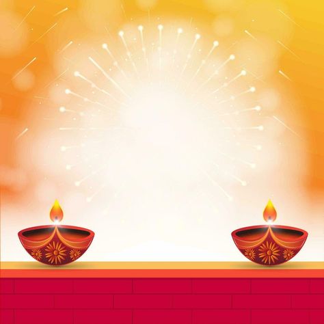 Happy Diwali Background. Two diyas on red brick wall and fire crackers bursting on yellow background during Diwali festival. Happy Diwali Poster Design, Diwali Poster Design Creative, Diwali Banner Background, Crackers Background, Diwali Festival Images, Background For Diwali, Diwali Background Design, Diwali Poster Backgrounds, Diwali Template