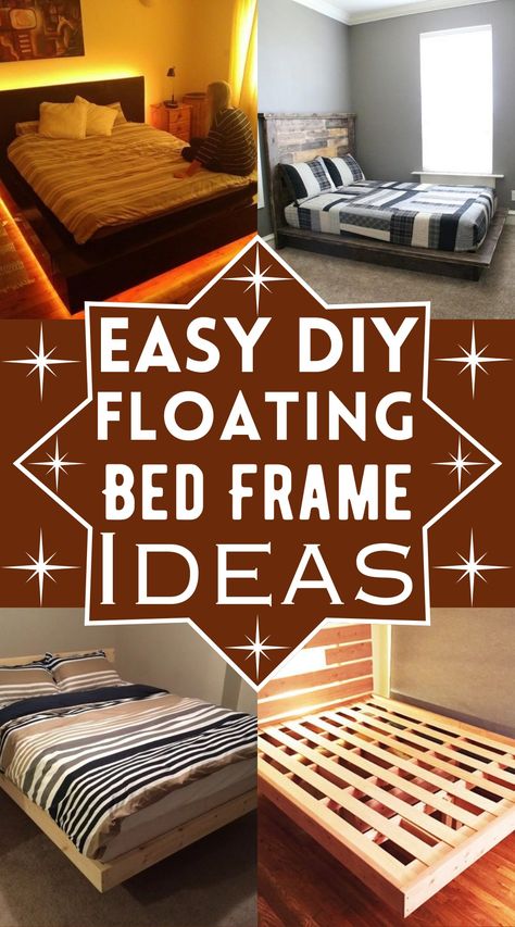 15 DIY Floating Bed Frame Ideas And Free Plans Full Size Floating Bed Frame Plans, How To Build A Floating Bed, Floating Bed Ideas Bedroom Designs, Floating Queen Bed Frame Diy, Queen Floating Bed Frame Plans, Floating Platform Bed Diy, Diy Floating Bed Frame Plans, Floating Bed Frame Diy, Twin Bed Frame Diy