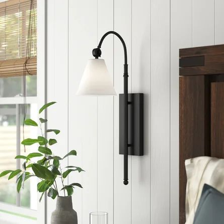 Bedroom Sconces Bedside, Bedside Sconces, Black Sconces, Metal Fabric, Wall Sconces Bedroom, Sconces Bedroom, Wayfair Furniture, Bedside Lighting, Drum Chandelier