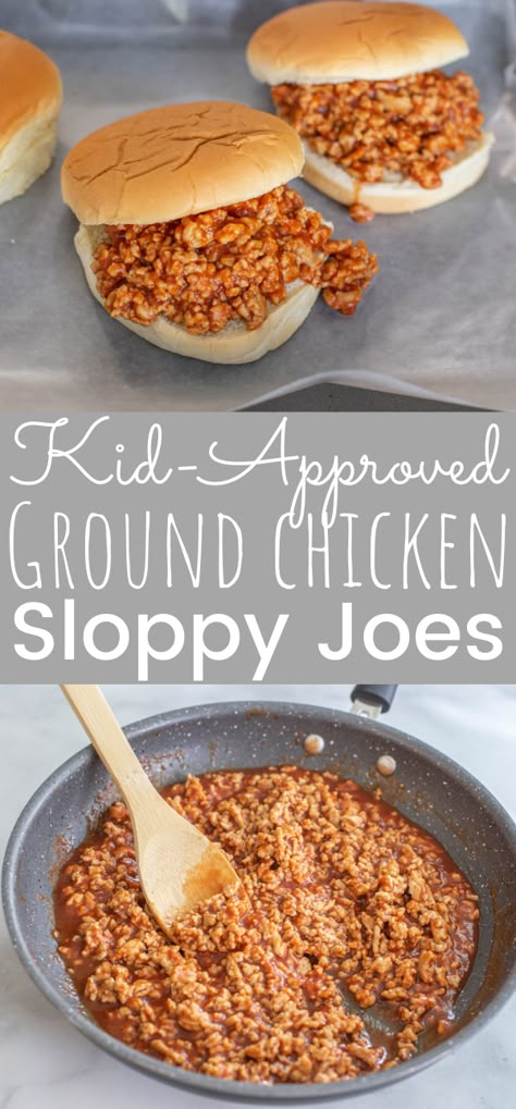 Ground Chicken Sloppy Joes Low Sodium Sloppy Joes, Quick Ground Chicken Recipes, Ground Chicken Curry, Ground Chicken Sloppy Joes, Simple Sloppy Joes, Ground Chicken Recipes Easy, Chicken Sloppy Joe Recipe, Ground Chicken Recipes Healthy, Chicken Sloppy Joes