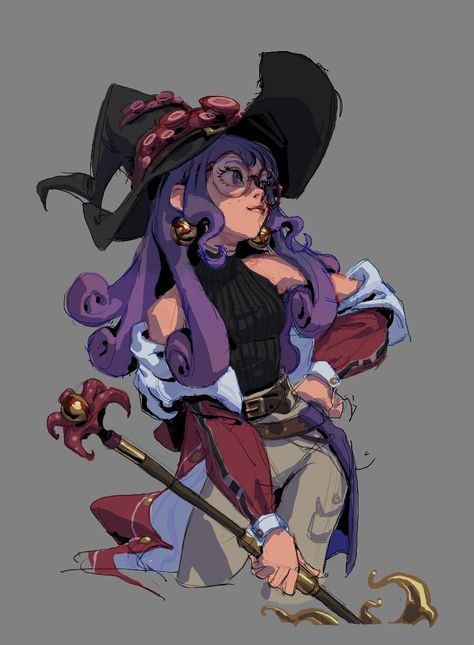 Witch Characters, Witch Art, Arte Fantasy, A Witch, Female Character Design, Character Design References, Dnd Characters, Cartoon Art Styles, Fantasy Character Design