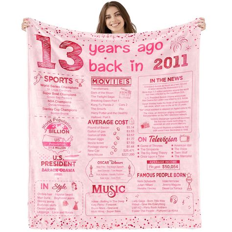 PRICES MAY VARY. 🎀【TEEN GIRL GIFTS】13 years old is a meaningful age, which means that a person is already an teenager, which is definitely a day worth celebrating in life. This blanket can be a personalized gift for 13 year old boys and girls, not only a creative birthday gift for daughter, son, sister, brother, nephew, niece, granddaughter, grandson, but also can bring them warmth, love and courage. Gifts for teenage girls,teenage girls gifts ideas,13 year old girl gift ideas,birthday gifts fo 16 Birthday Gifts, 16th Birthday Gifts For Girls, Gift Ideas For Daughter, 16 Gifts, Sweet 16 Birthday Gifts, Pink Description, 16th Birthday Decorations, 13th Birthday Gifts, Cute Birthday Ideas