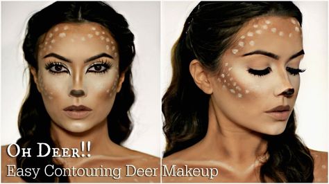 Deer — @Themakeupchair Womens Doe Costume Diy, Doe Deer Costume, Diy Fawn Costume Women, Deer Face Paint Halloween, Reindeer Makeup Tutorial, Deer Costume Women Makeup, Diy Carnaval Costume, Deer Halloween Costumes Women, Diy Deer Makeup