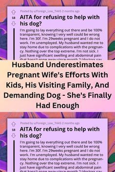 Husband Underestimates Pregnant Wife’s Efforts With Kids, His Visiting Family, And Demanding Dog – She’s Finally Had Enough Cover Ups Tattoo, Cream Tattoo, Punny Puns, High Risk Pregnancy, Pregnant Wife, Tattoo Cover, Third Trimester, Sketch Comedy, Abdominal Pain