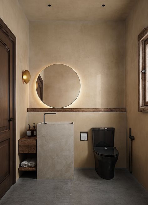 KANSO on Behance Wabi Sabi Toilet, Wabi Sabi Home Decor, Natural Interior Design, Concrete Effect Paint, Wabi Sabi Interior, Japandi Living, Wooden Table And Chairs, Japanese Interiors, Natural Interior