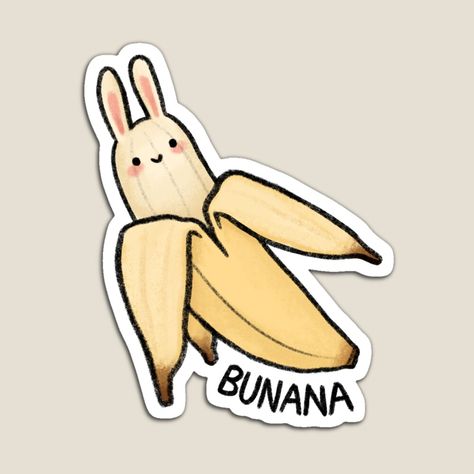 Food Illustration, A Banana, A Bunny, Cute Bunny, Perfect Gift