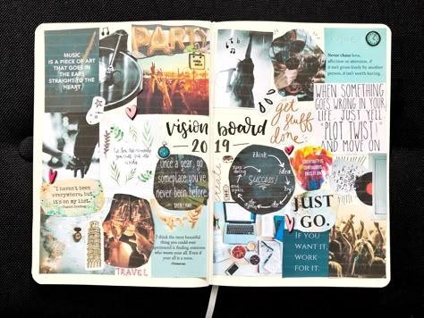 Notebook Vision Board, Vision Board Diary, Vision Book Journals, Vision Notebook Ideas, Vision Scrapbook, Vision Board Ideas On Poster Board, Bujo Vision Board, Vision Board Scrapbook, Vision Board Notebook