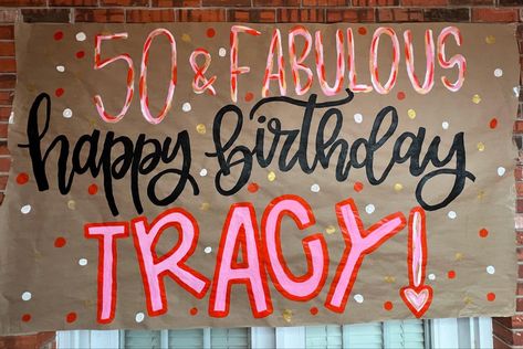 50th Birthday Banner For Women, Painted Birthday Banner College, Butcher Paper Birthday Sign, Happy Birthday Sign Diy, Happy Birthday Signs Diy, Butcher Paper Sign, Birthday Signs Diy Poster, Butcher Paper Banner, Birthday Banner Ideas