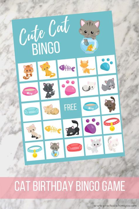 Cat birthday party game for 1st 2nd birthday Kitten BINGO | Etsy Cat Bingo Free Printable, Meemeows Birthday, Cat Birthday Games, Cat Party Activities, Cat Party Games For Kids, Cat Themed Birthday Party Games, Cat Birthday Party Games, Cat Birthday Party For Kids, Cat Favors