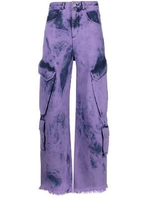 Marques'almeida 2019 | Shop the Collection at Farfetch Purple Cargo Pants, Purple Denim, Designer Clothing Brands, Tie Dye Denim, Stylish Pants, Purple Tie Dye, Upcycled Materials, Tie Dye Designs, Lilac Purple