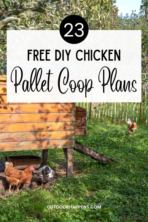 Building a chicken coop from pallets is a cheap and easy woodworking project! These innovative chicken coop ideas and plans will help you create a tidy and safe home for your beautiful chooks. Perfect for keeping them happy and safe! So – which DIY pallet chicken coop plans are our favorite? Pallet Chicken Coop Plans, Pallet Chicken Coop, Pallet Coop, Easy Diy Chicken Coop, Hen Houses, Chicken Coop Plans Free, Chicken Coop Blueprints, Cheap Chicken Coops, Chicken Coop Pallets