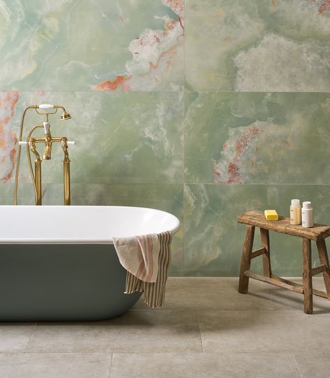 Bathroom trends – 18 inspiring styles for fresh new look | Livingetc | Latest Modern Bathroom Designs, Modern Bathroom Trends, Polished Porcelain Tiles, Brick Tiles, Bathroom Trends, Big Bathrooms, Bathroom Wall Tile, Interior Modern, Green Bathroom