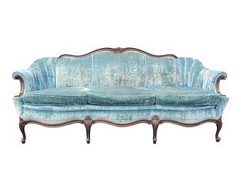 Restore. Revive. Relove. by ArchivalHome on Etsy Modern Victorian Sofa, 30s Furniture, Vintage Couch Wedding, Vintage Velvet Couch, Fancy Couch, Vintage Couches, Blue Velvet Loveseat, Victorian Couch, Wood Settee