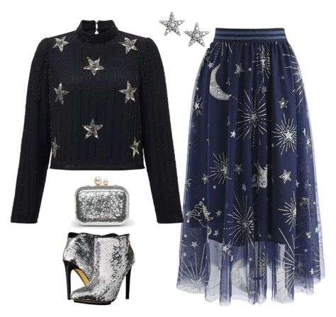 "BLUE OPTIONS" by gyhulm ❤ liked on Polyvore featuring Chicwish, Miss Selfridge, Michael Antonio, Kate Spade, love, Blue, katespade and chicwish Celestial Theme Outfit, Cosmic Core Outfits, Cosmic Core, Celestial Outfit, Bird Outfit, Celestial Goth, Space Clothes, Skirts 2022, Witch Outfits