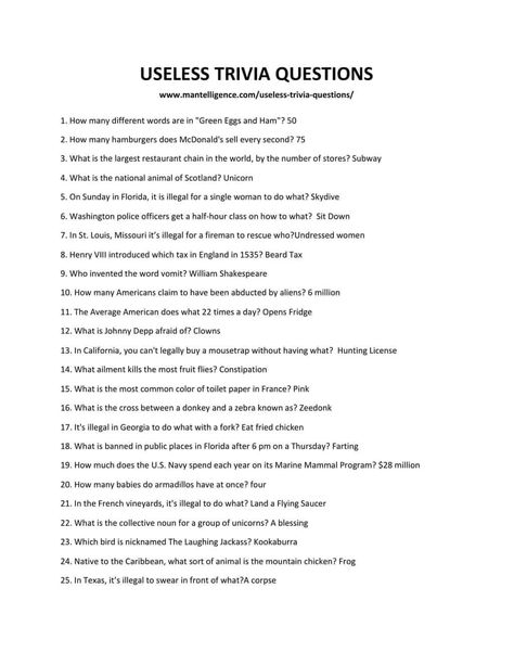 USELESS TRIVIA QUESTIONS-1 Pop Culture Trivia Questions And Answers, Random Trivia Questions And Answers, Trivia Questions And Answers For Adults, Funny Trivia Questions And Answers, Office Trivia Questions, Fun Trivia Questions And Answers, Movie Trivia Questions And Answers, Trivia Questions For Adults, Music Trivia Questions