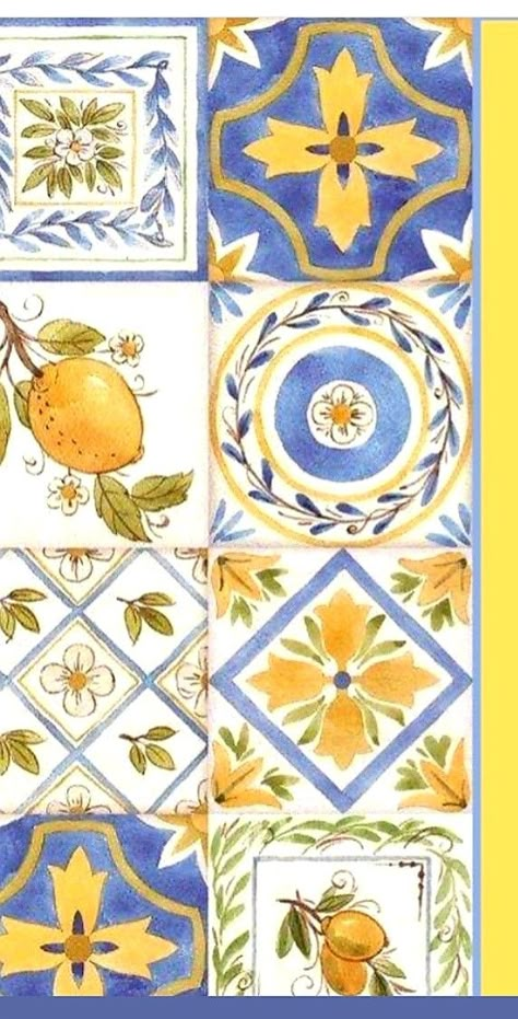 Medditeranean Aesthetic Wallpaper, Italy Pattern Design, Italian Patterns Traditional, Tile Wallpaper Iphone, Italian Pattern Design, Italian Beach Aesthetic, Italian Motifs, Lemon Italy, Italy Tiles