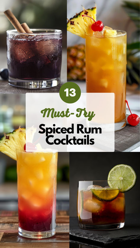 Spiced Rum Cocktails Mixed Drinks With Spiced Rum, Orange Rum Cocktail, Mixed Rum Drinks, Rum & Coke, Simple Rum Cocktail Recipes, Run Drink Recipes, Silver Rum Cocktails, Drinks With Spiced Rum Captain Morgan, Spices Rum Cocktails