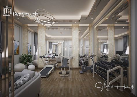 GYM Design - Project A055 on Behance Classic Gym Interior, Classic Interior Design Luxury, Neoclassical Home, New Classic Design, Gym Design Interior, Luxury Gym, Room Gym, Gym Interior, Home Gym Design