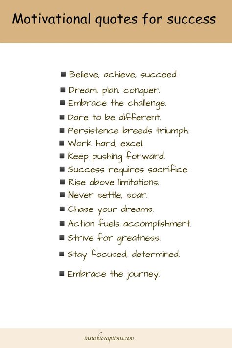 Need a quick boost of inspiration? Discover a collection of powerful short motivational quotes that ignite your passion and drive. Get motivated and uplifted instantly with these concise, impactful words. Find your daily dose of positivity and share the inspiration with others. Let these short quotes spark your inner fire to achieve greatness. Start your day with a dose of motivation now Motivational Bio Quotes, Short Motivational Quotes Aesthetic, Motivational Short Quotes Positive, Short Quotes For Study, Short Affirmation Quotes, Positive Quotes Motivation Short, Motivational Short Quotes For Success, Short Inspirational Quotes Positivity, Motivational Phrases Short