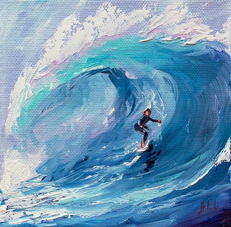 Art On Small Canvas, Surfing Painting, Surf Art Painting, Surfer Painting, Surfer Art, Surf Painting, Wave Painting, Canvas Painting Designs, Something Interesting