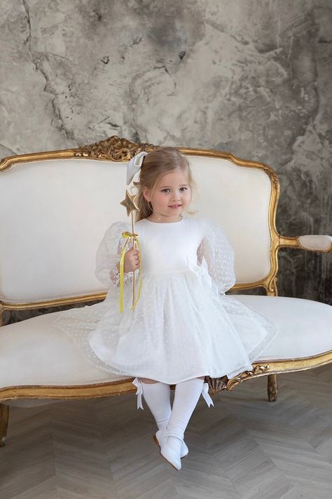 Dior White Dress, White Toddler Dress, Girls Couture Dresses, Couture Bridesmaid Dresses, Mommy Dress, Baptism Outfit, Birthday Girl Dress