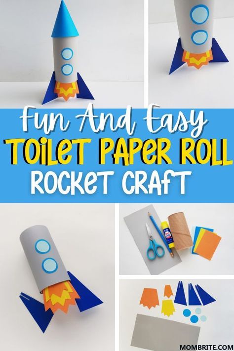 Toilet Paper Rocket Ship, Toilet Paper Roll Spaceship, Toilet Paper Roll Rocket Ship, Rocket Template Free Printable, Toilet Paper Roll Rocket, Rocket Craft For Kids, Leftover Rolls, Rocket Ship Craft, Spaceship Craft