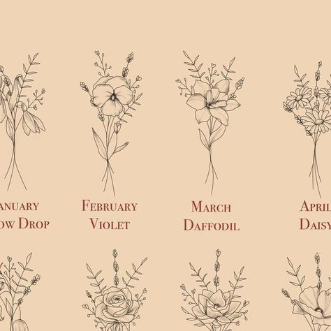 February Inspired Tattoo, Fine Line December Birth Flower Tattoo, March Flower Tattoo With Name, Birth Month Flower Tattoos February, December Flower Bouquet Tattoo, February Birth Tattoo Ideas, Tattoo February Birth Month, December Flowers Tattoo, June And October Flower Tattoo