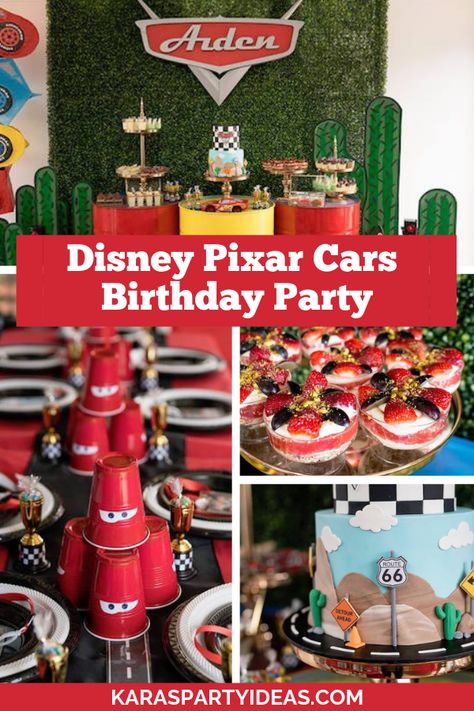 Disney Cars Rice Krispie Treats, Disney Cars Dessert Ideas, Race Car Cake Diy, Cars Movie Party Ideas, Lighting Mac Queen Birthday Party, Lightning Mcqueen Party Food, Disney Cars Party Food, Cars Movie Decorations, Lightening Mcqueen 2nd Bday