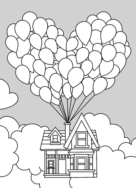 Disney Up, Detailed Coloring Pages, Cartoon Coloring Pages, Cool Coloring Pages, Coloring Book Art, Cute Coloring Pages, Animal Coloring Pages, Book Page, Diy Embroidery