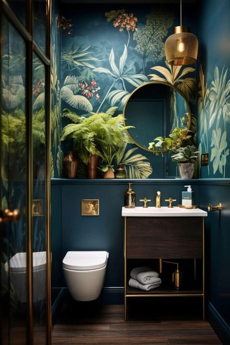 #house decor #kitchen ideas #house ideas #homes #houses #home ideas #dream house decor #apartment decorating #design your dream house #small living room ideas #bored panda coin #bored panda Jungle Bathroom, Small Downstairs Toilet, Toilet Room Decor, Jade Design, Small Toilet Room, Tropical Bathroom, Room Furniture Design, Toilet Room, Small Bathroom Makeover