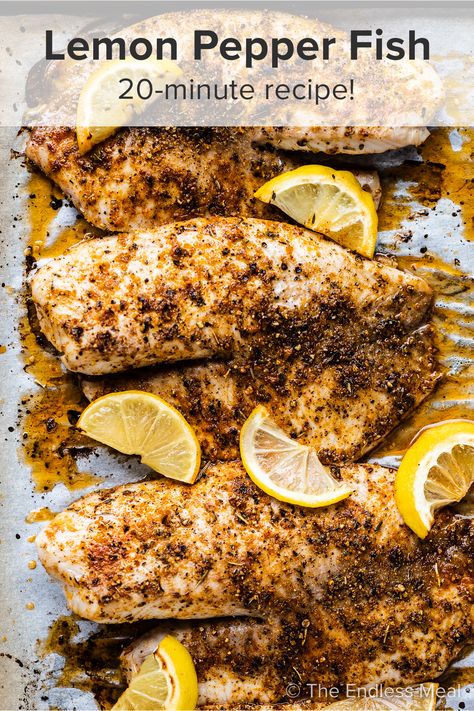 Lemon Pepper Fish - The Endless Meal® Lemon Pepper Fish, Lemon Pepper Tilapia, Sauce For Fish, Lemon Pepper Sauce, Lemon Fish, 30 Minute Meals Healthy, Fish Recipes Baked, Roast Fish, Pepper Seasoning