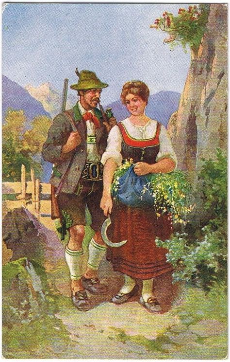 Home / X German Costume, Easter Paintings, German Folk, Vintage Germany, Postcard Art, Art Corner, European Culture, German Art, American Folk Art