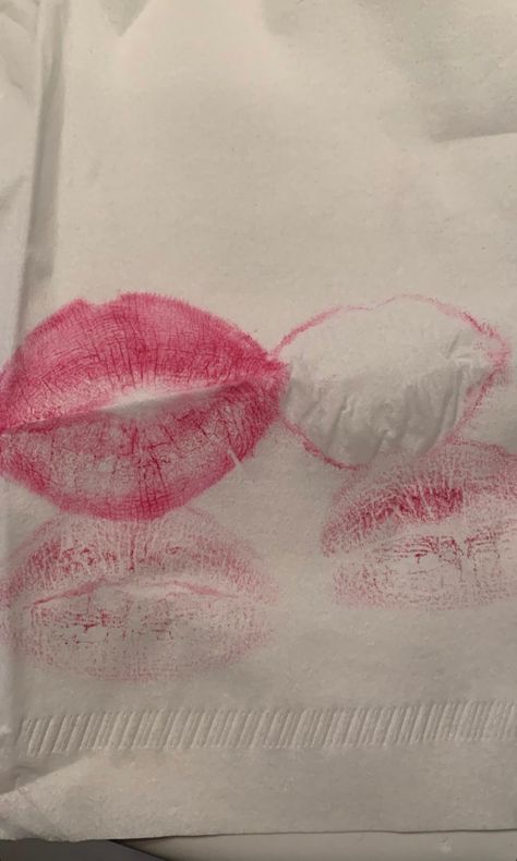 pink red lipstick stains on cream white paper handkerchief tissue Acrylic Nails, Pinkish Red Lipstick, Lipstick Stains, Lipstick Stain, Pinkish Red, Red Lipstick, My Friend, Stain, Kiss